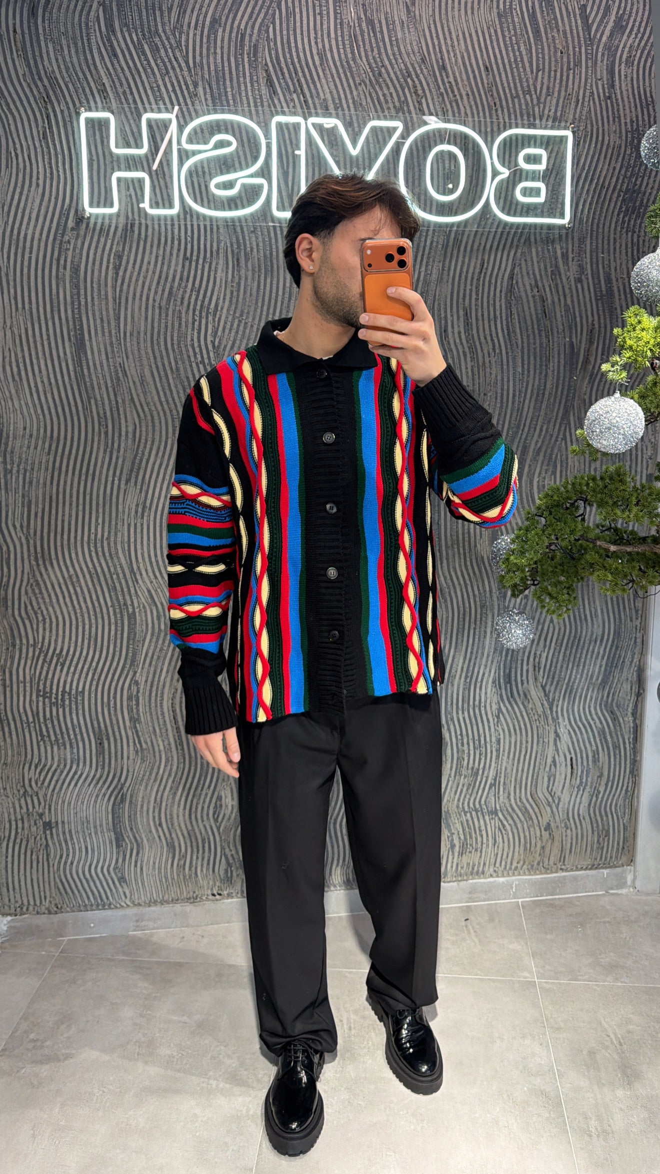 Cardigan bottoni con fantasia