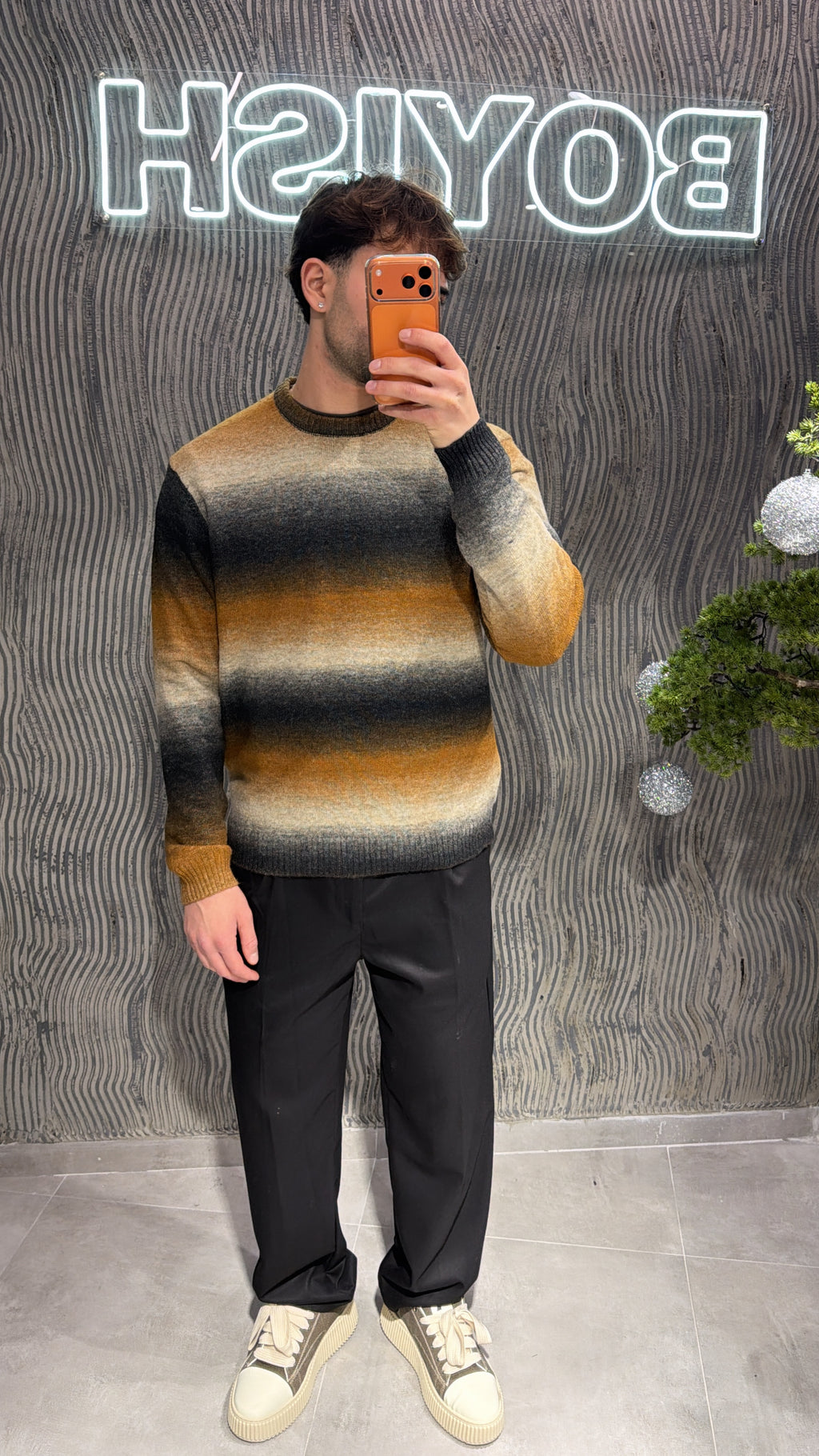 Maglia mélange nera/sabbia