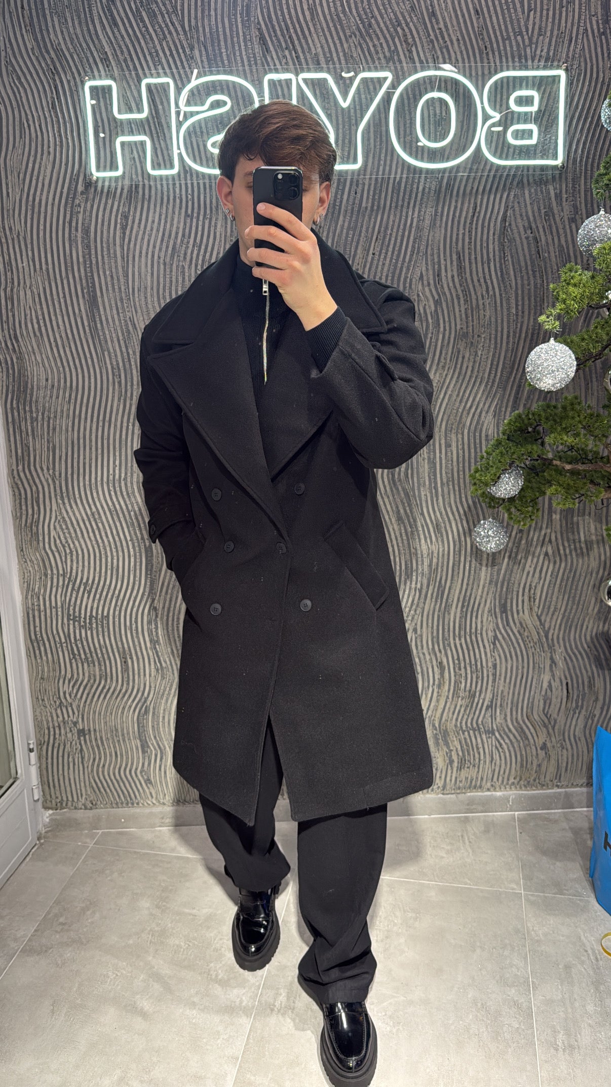 Cappotto nero doppio petto