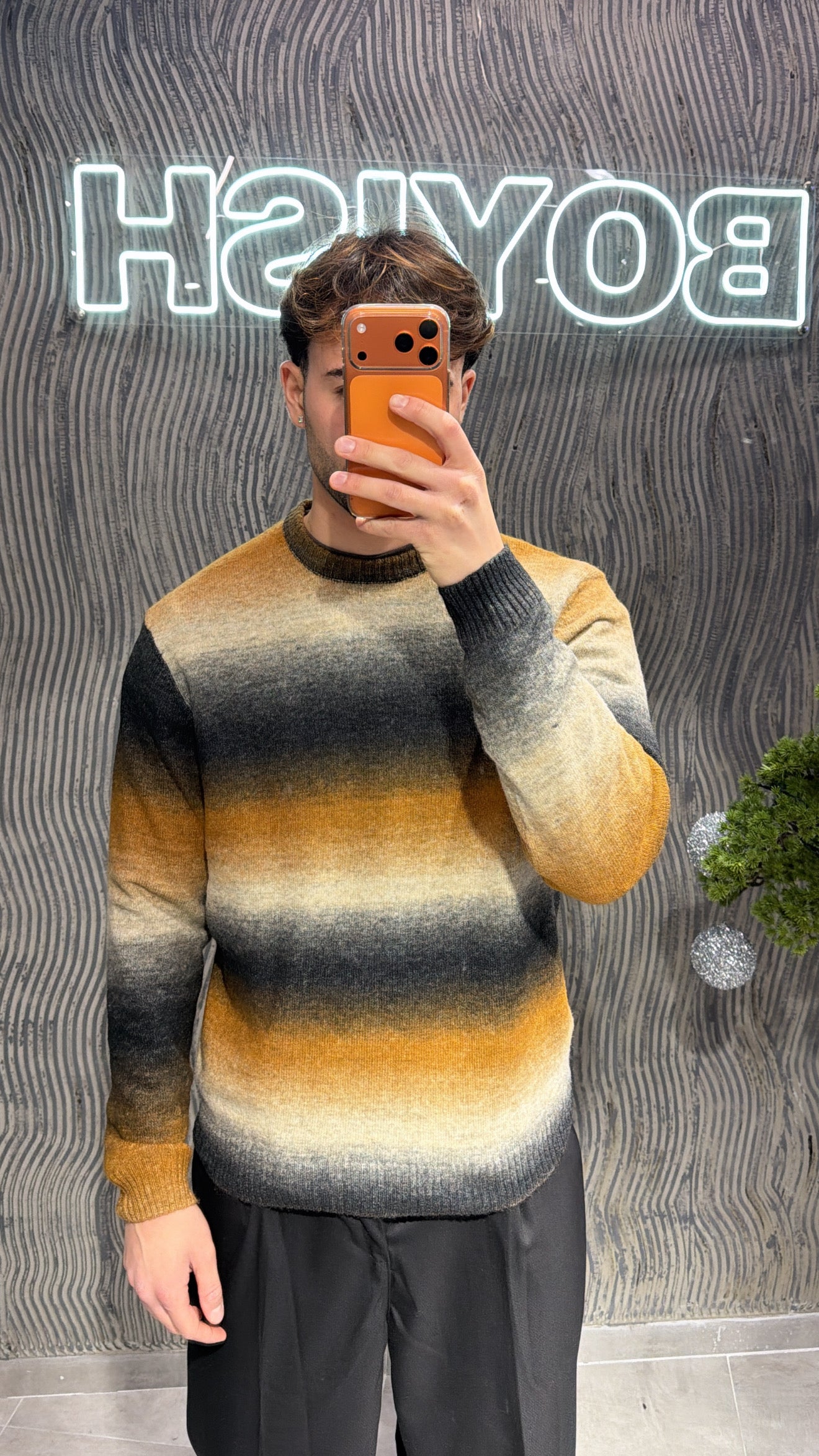 Maglia mélange nera/sabbia