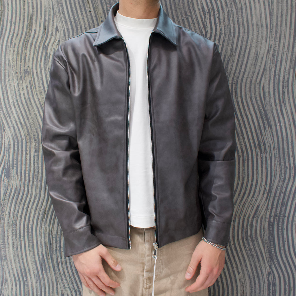 Giubb eco pelle grigio