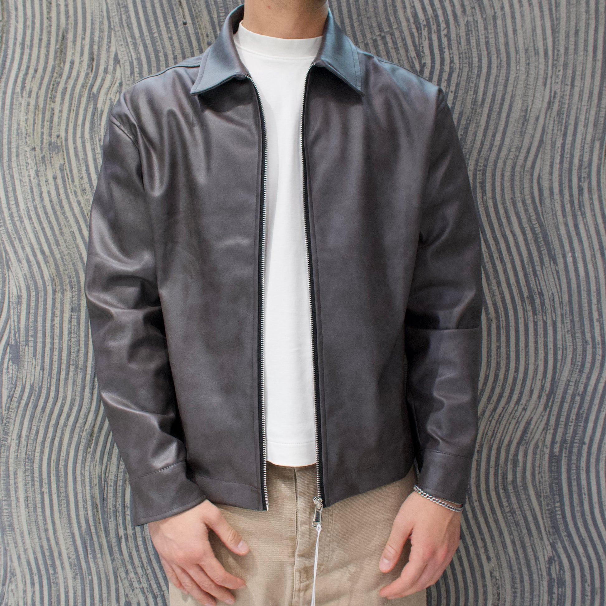 Giubb eco pelle grigio