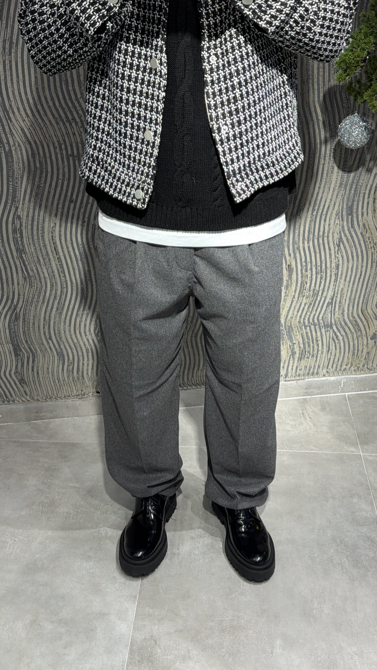 Pantalone baggy flanella grigio