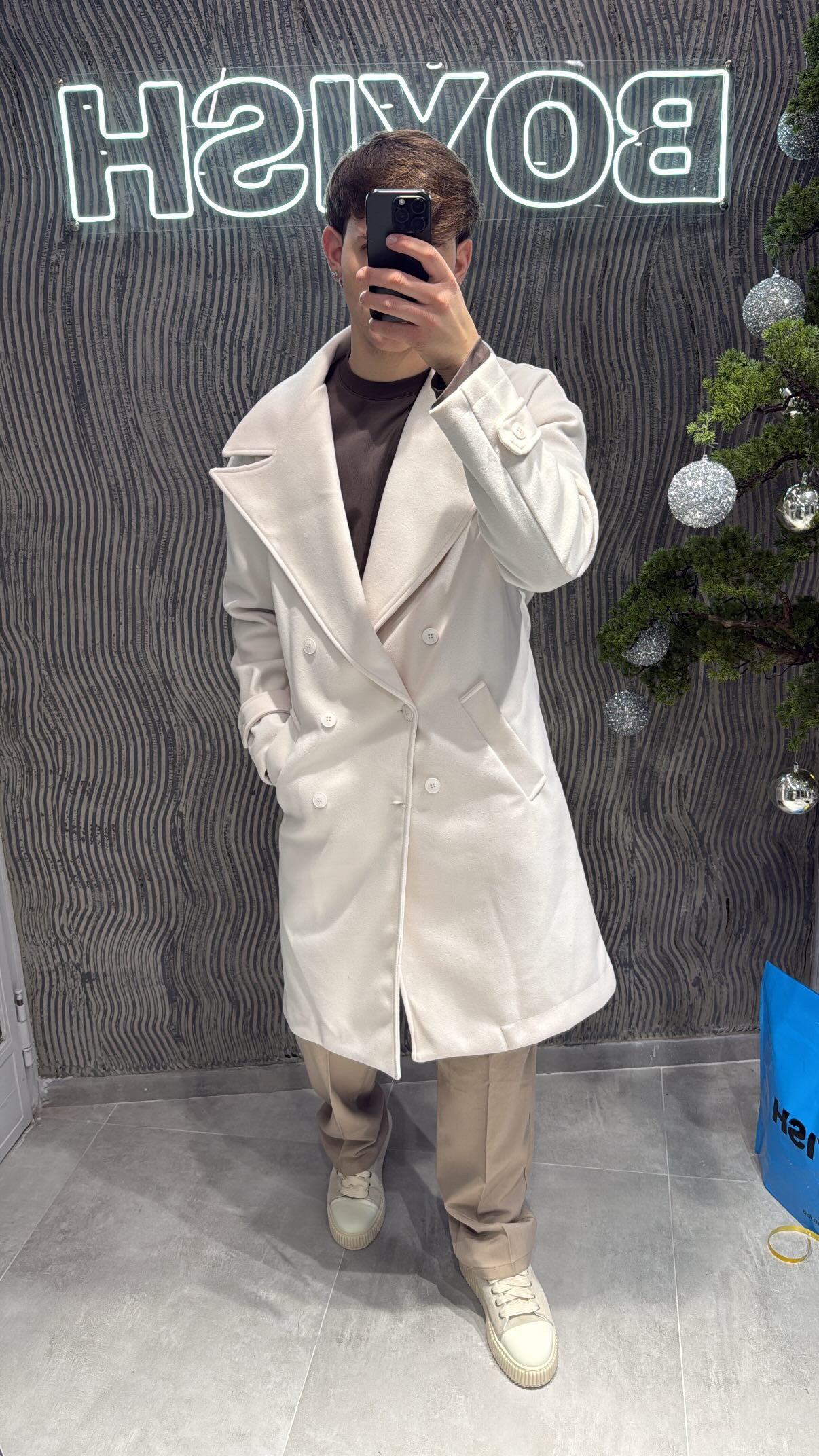 Cappotto panna doppio petto