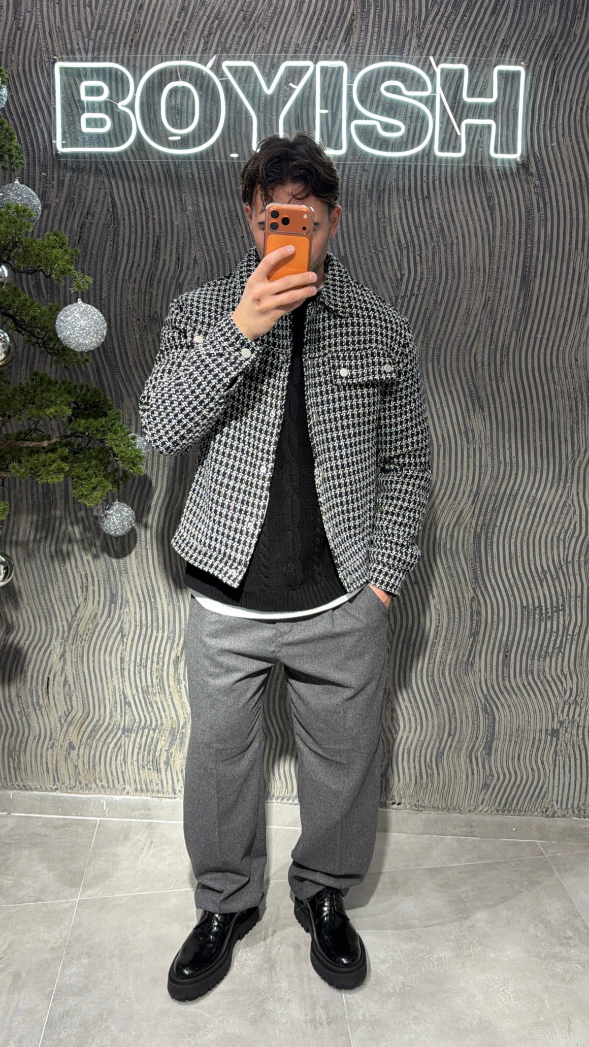 Pantalone baggy flanella grigio