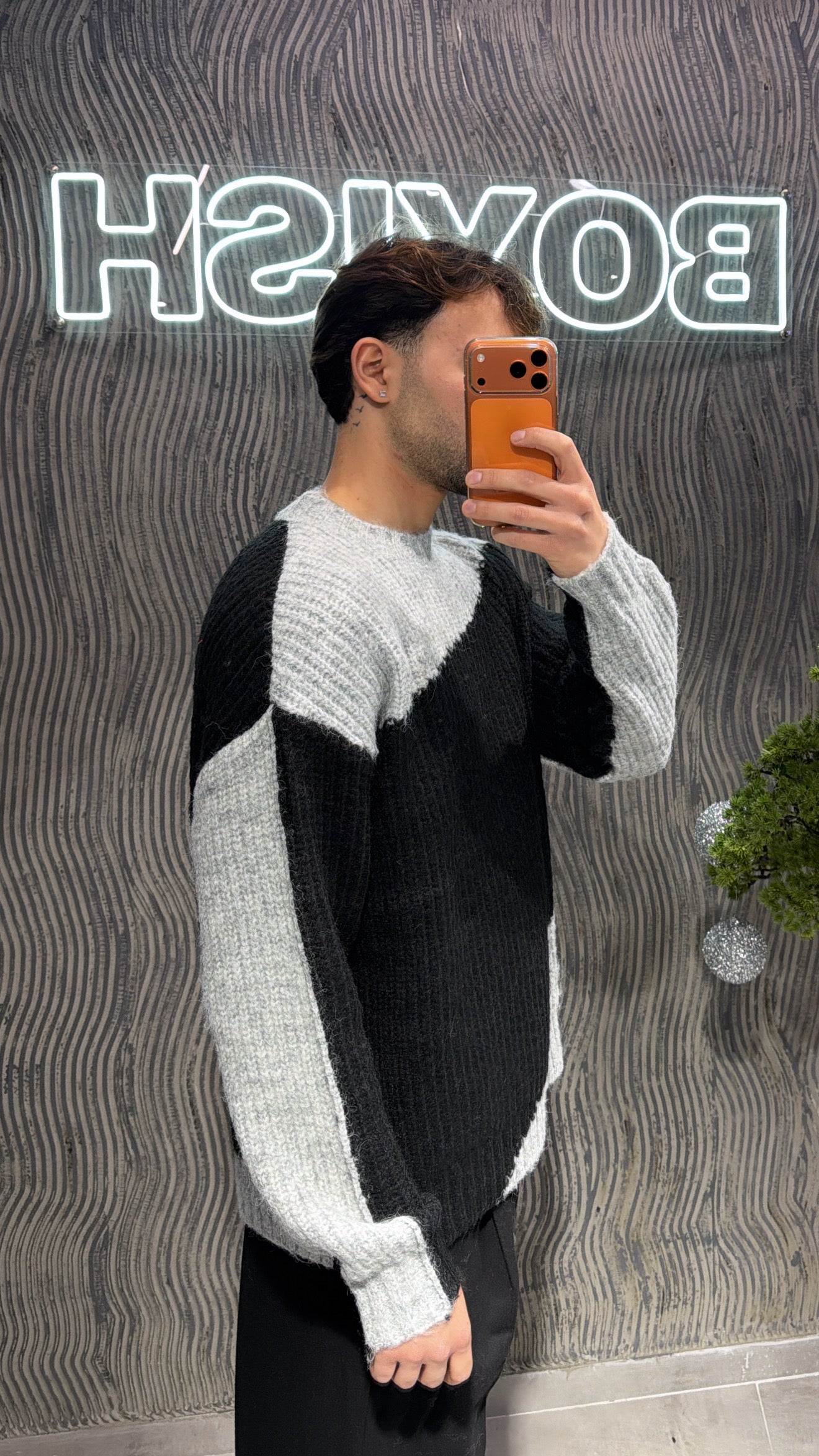 Maglia bicolore lana