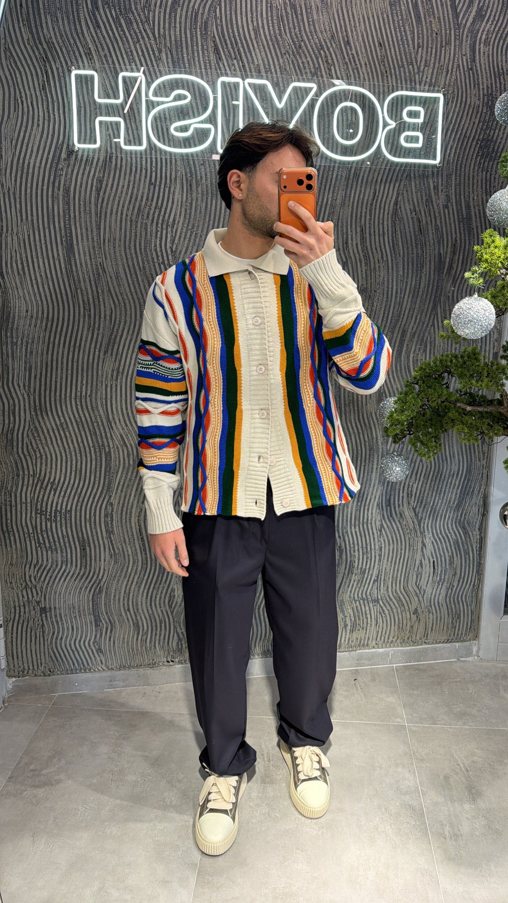 Cardigan bottoni fantasia beige