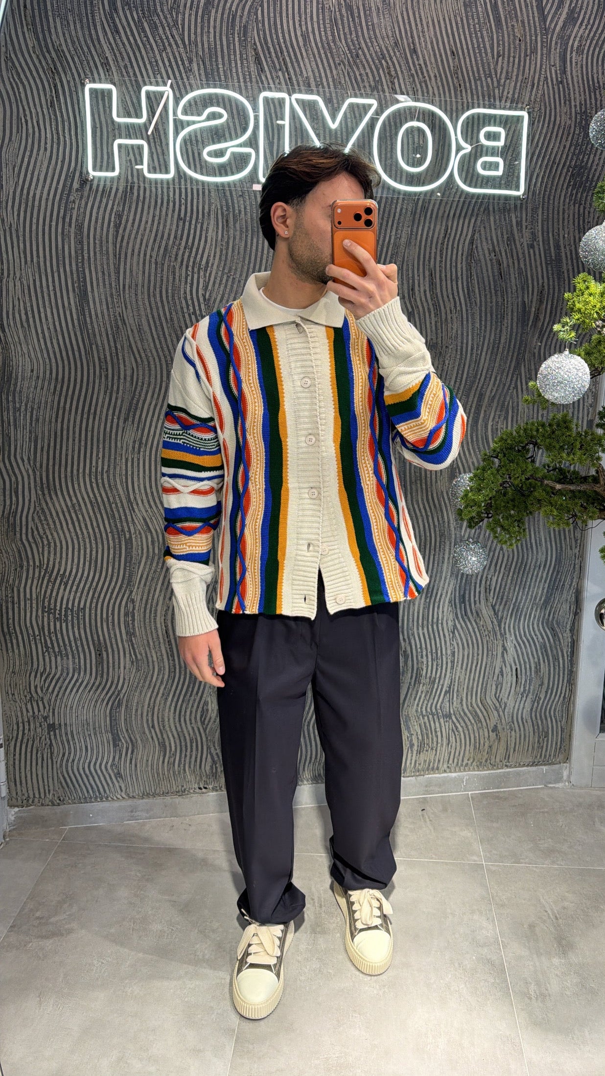 Cardigan bottoni fantasia beige