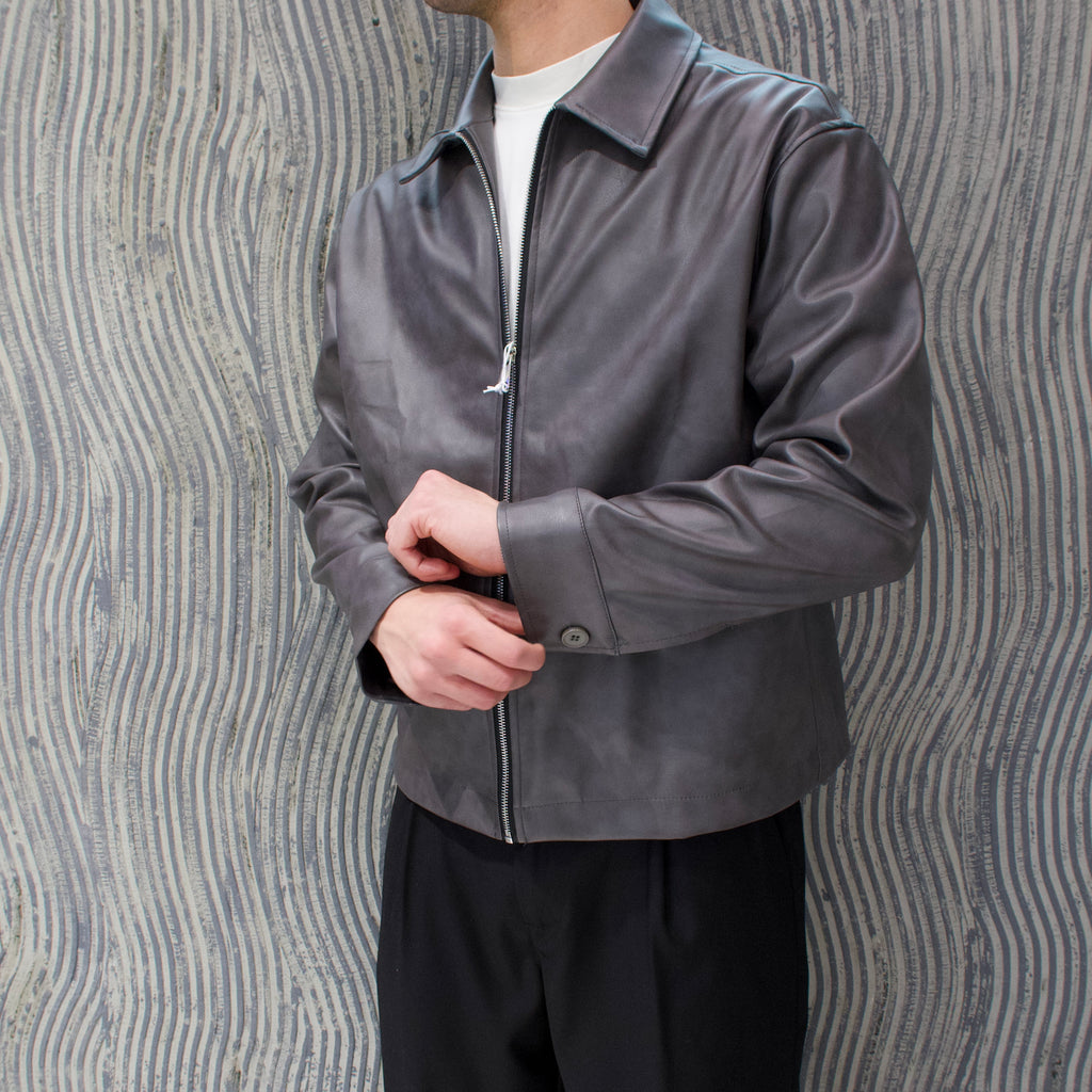 Giubb eco pelle grigio