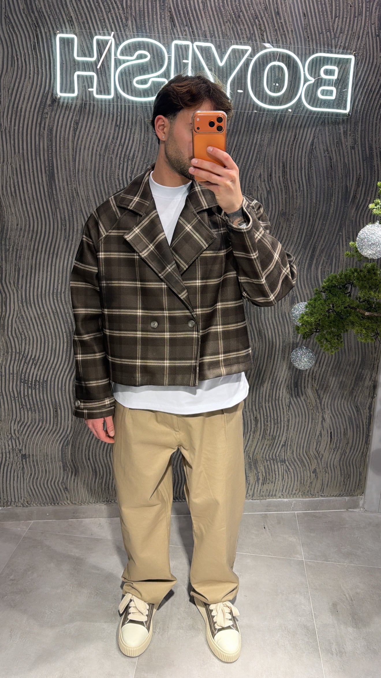 Giacca doppio petto crop beige