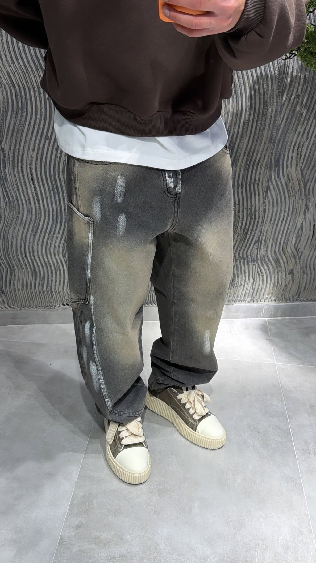 jeans Sabbia e vernice