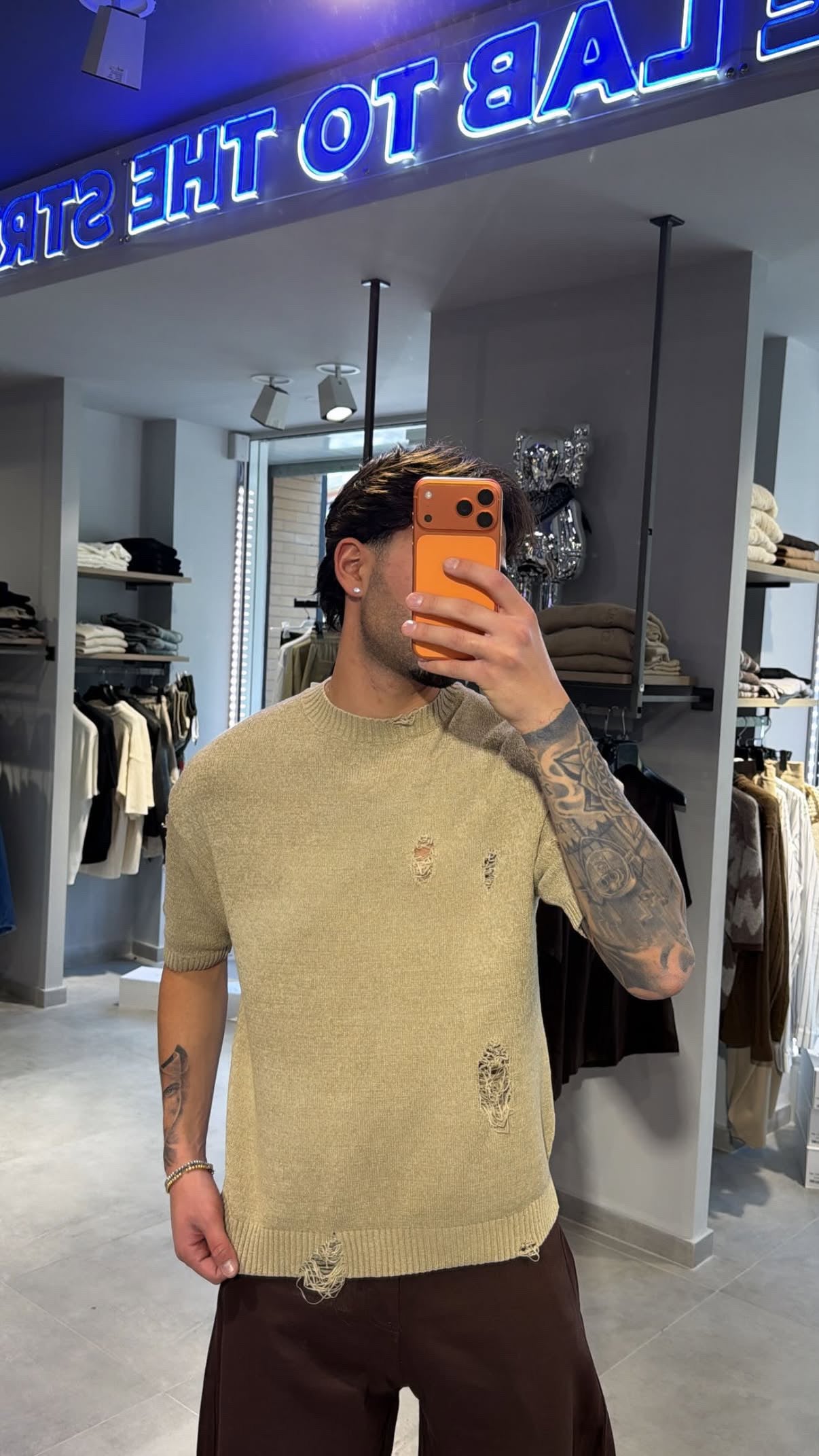 T-SHIRT SFRANGIATA (BEIGE)