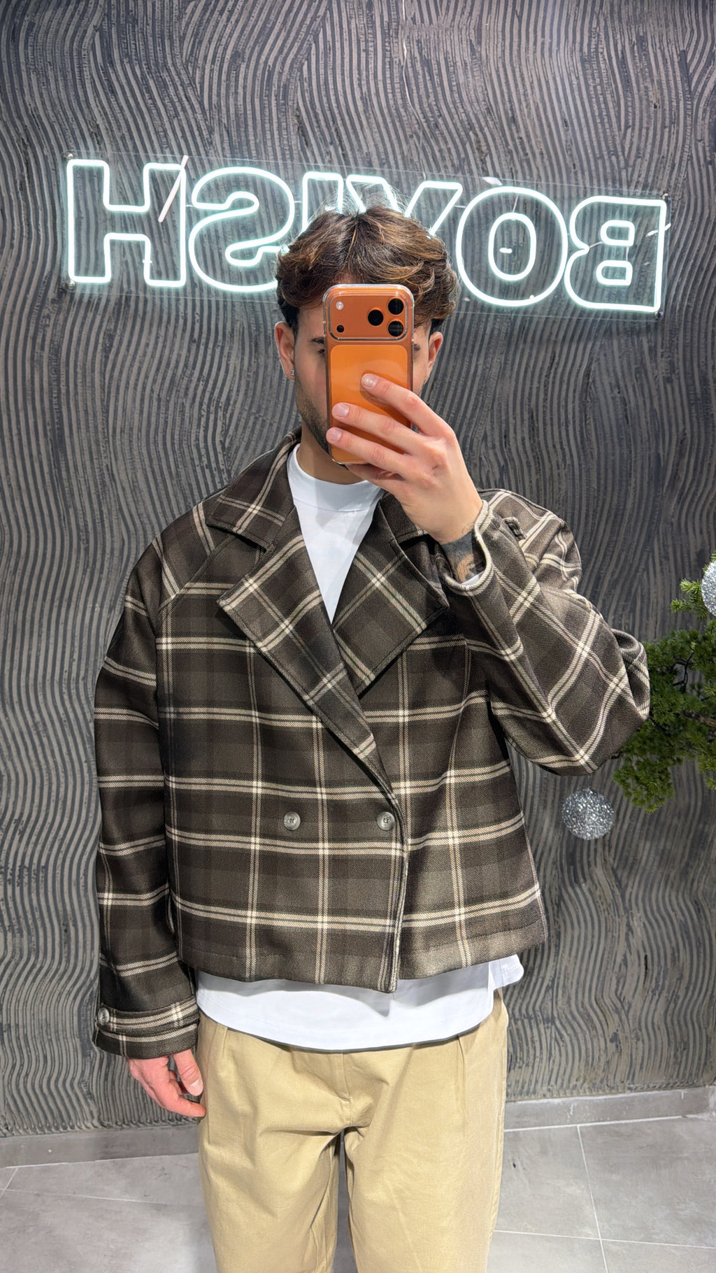 Giacca doppio petto crop beige