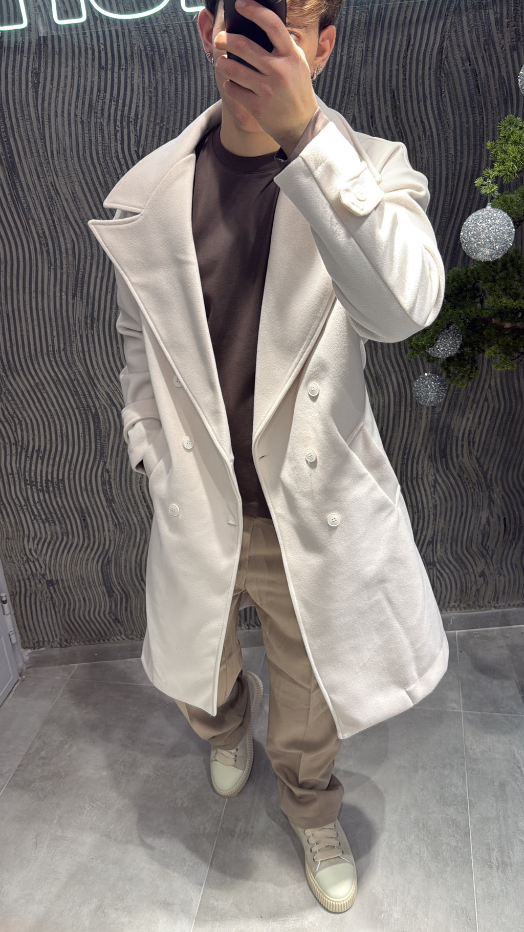 Cappotto panna doppio petto