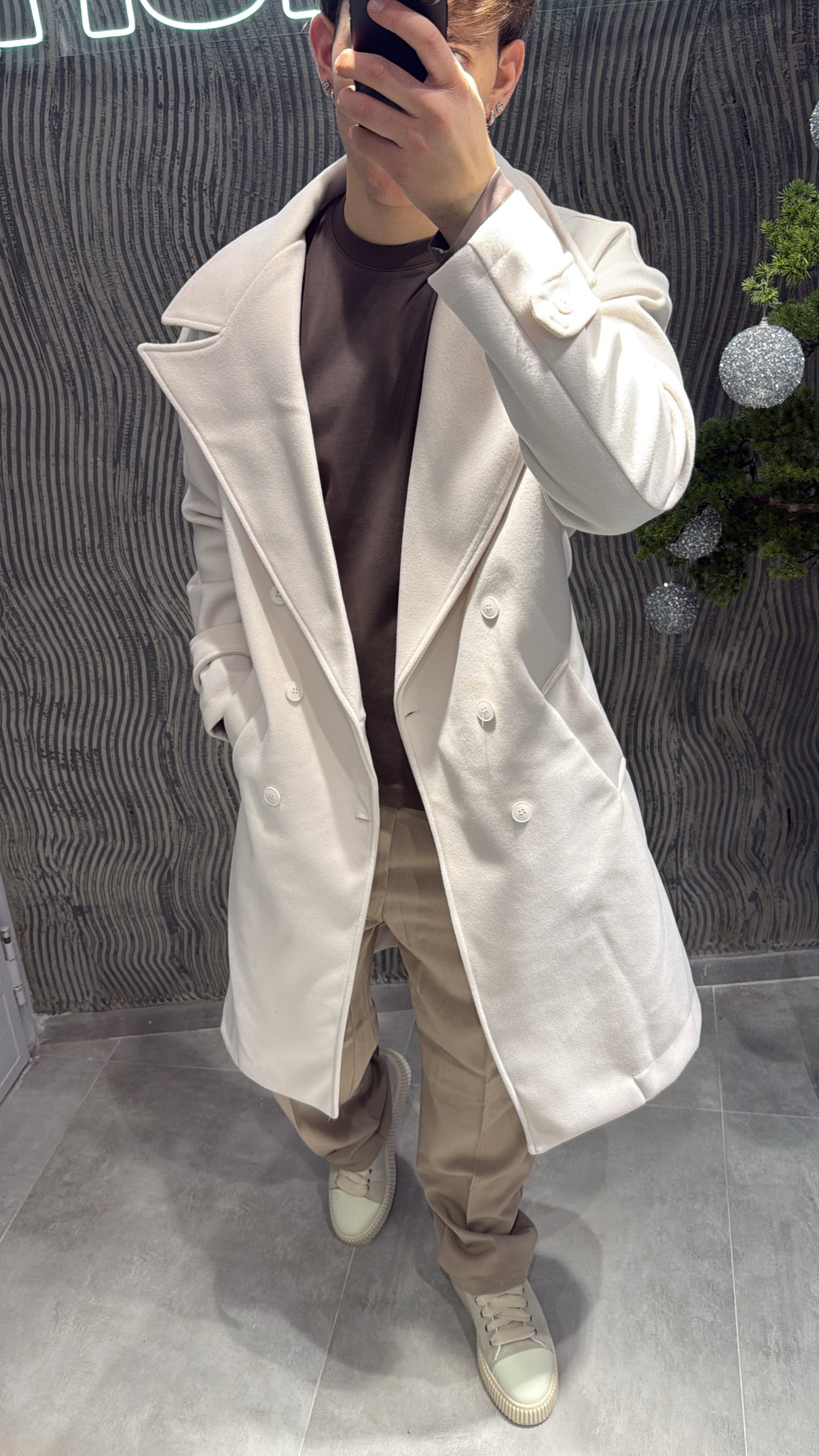 Cappotto panna doppio petto