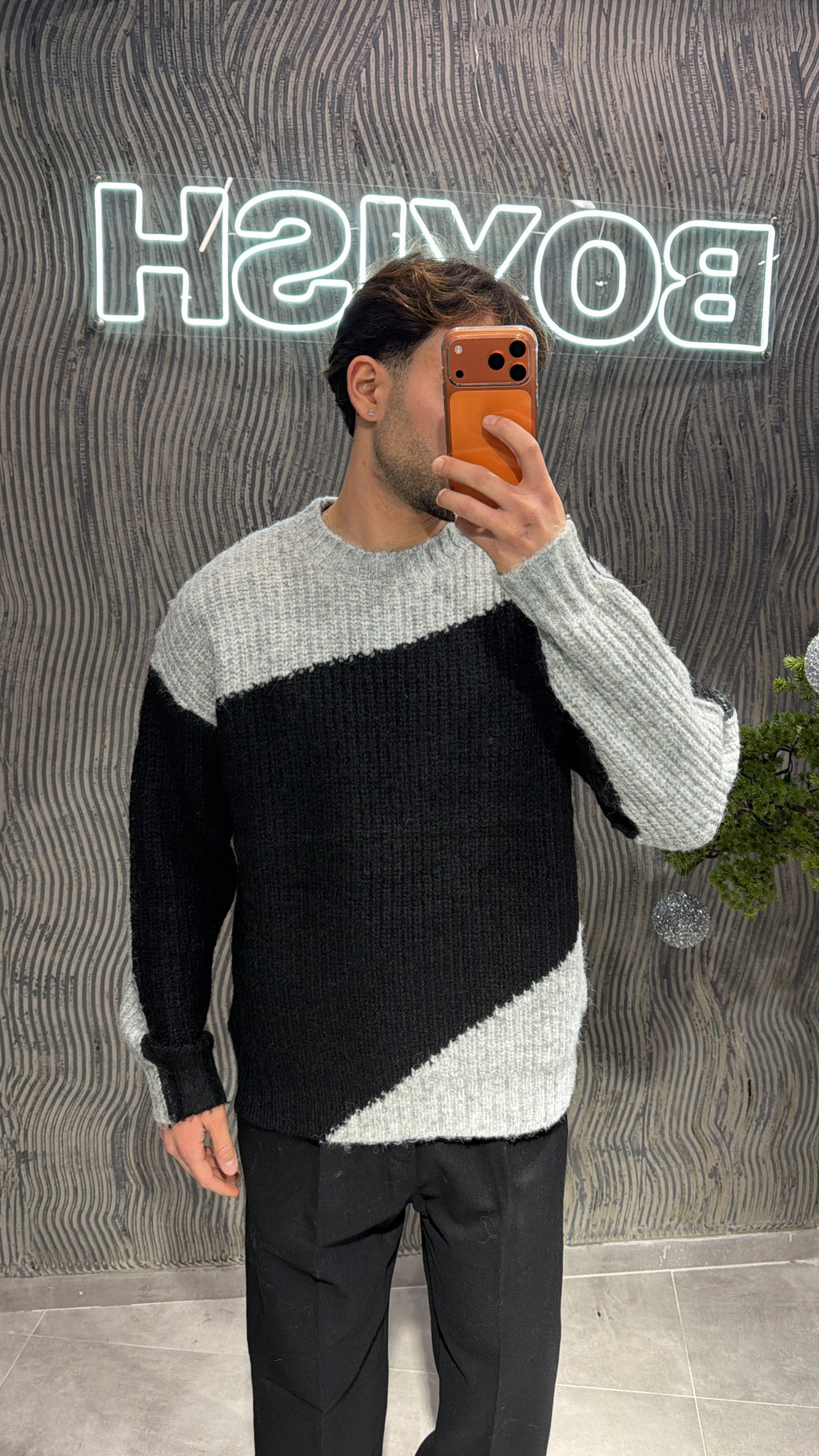 Maglia bicolore lana
