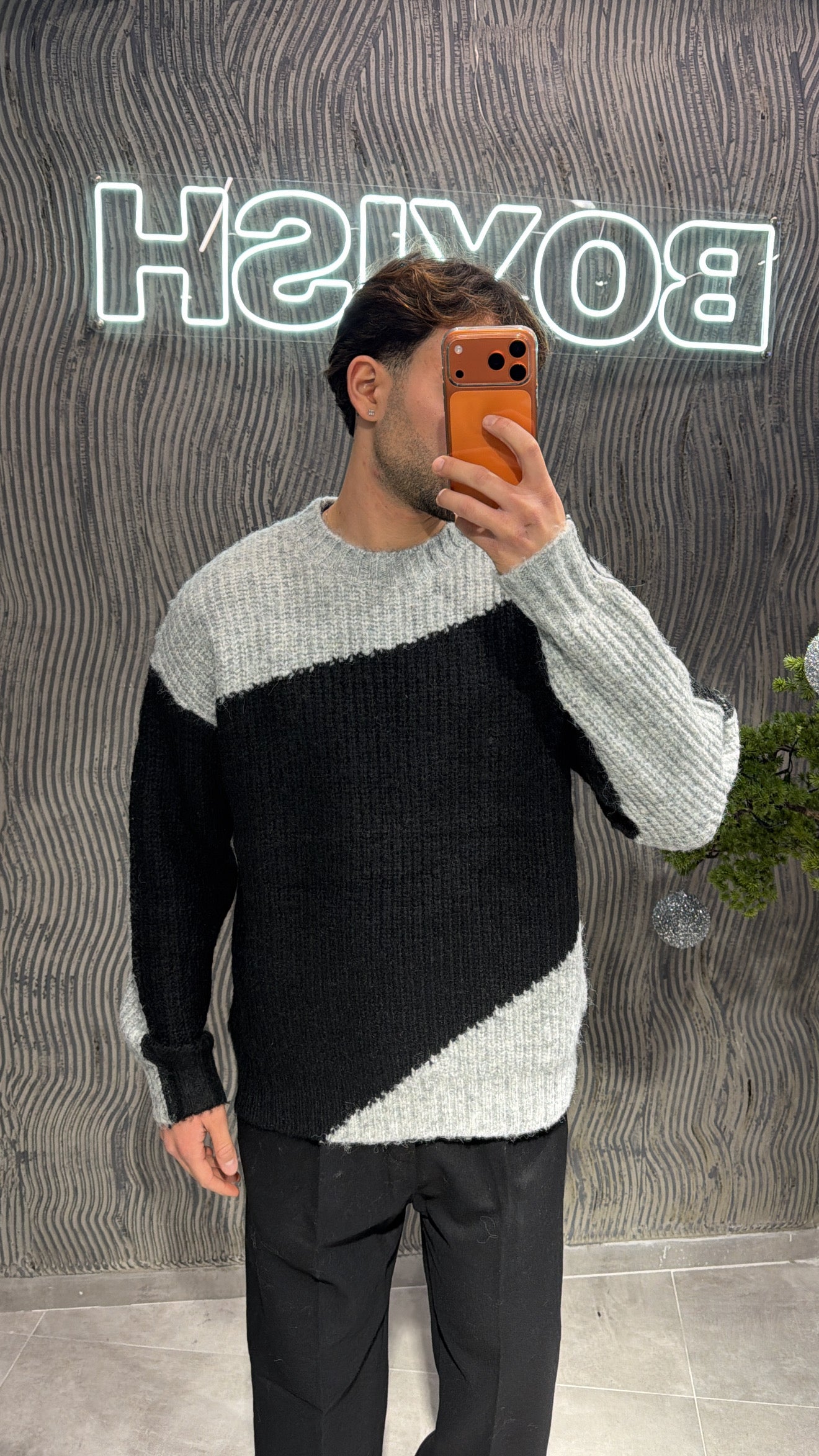 Maglia bicolore lana