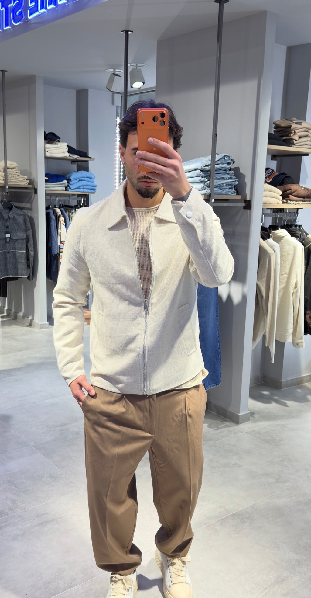 GIACCA ZIP BEIGE