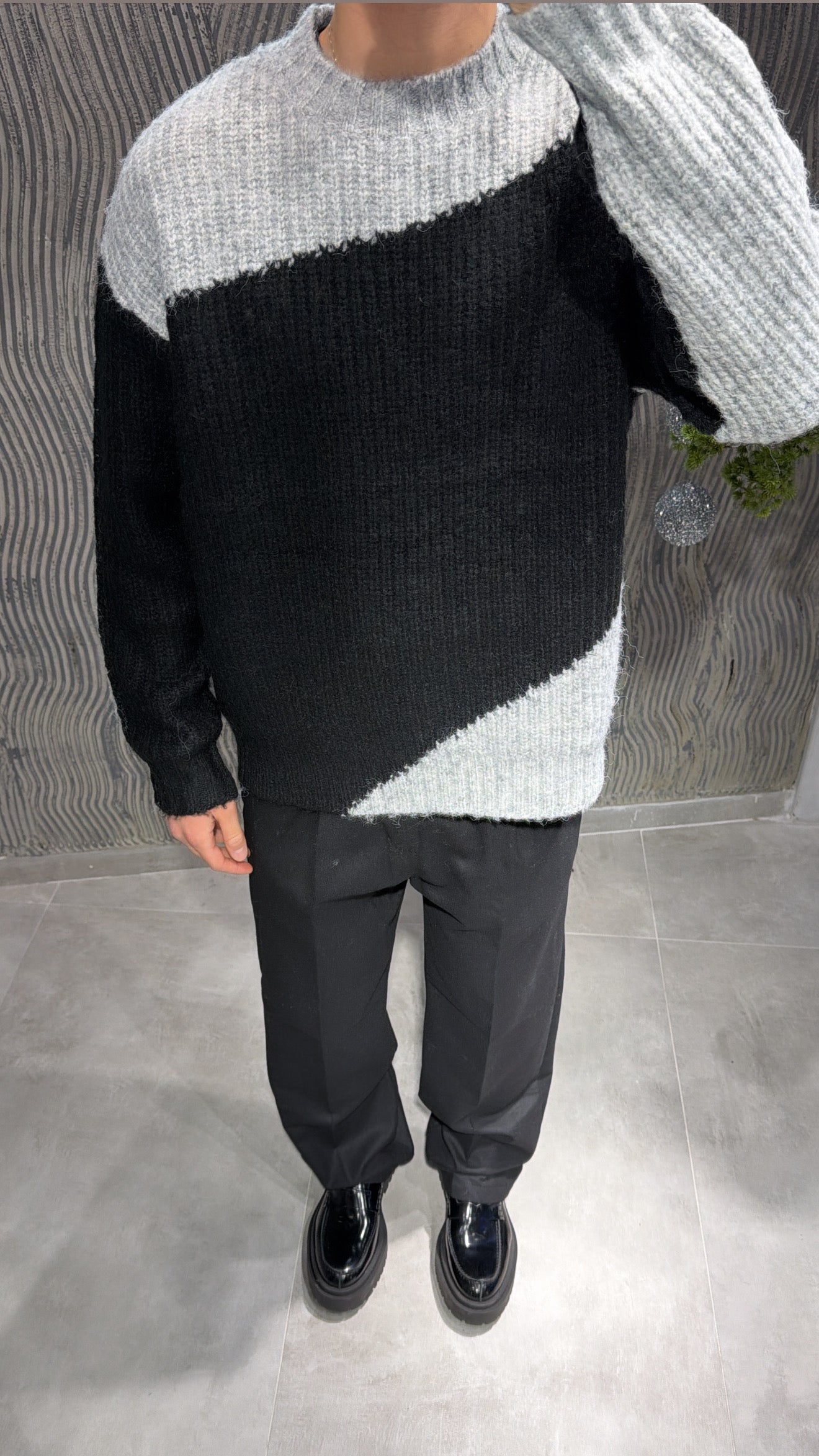 Maglia bicolore lana