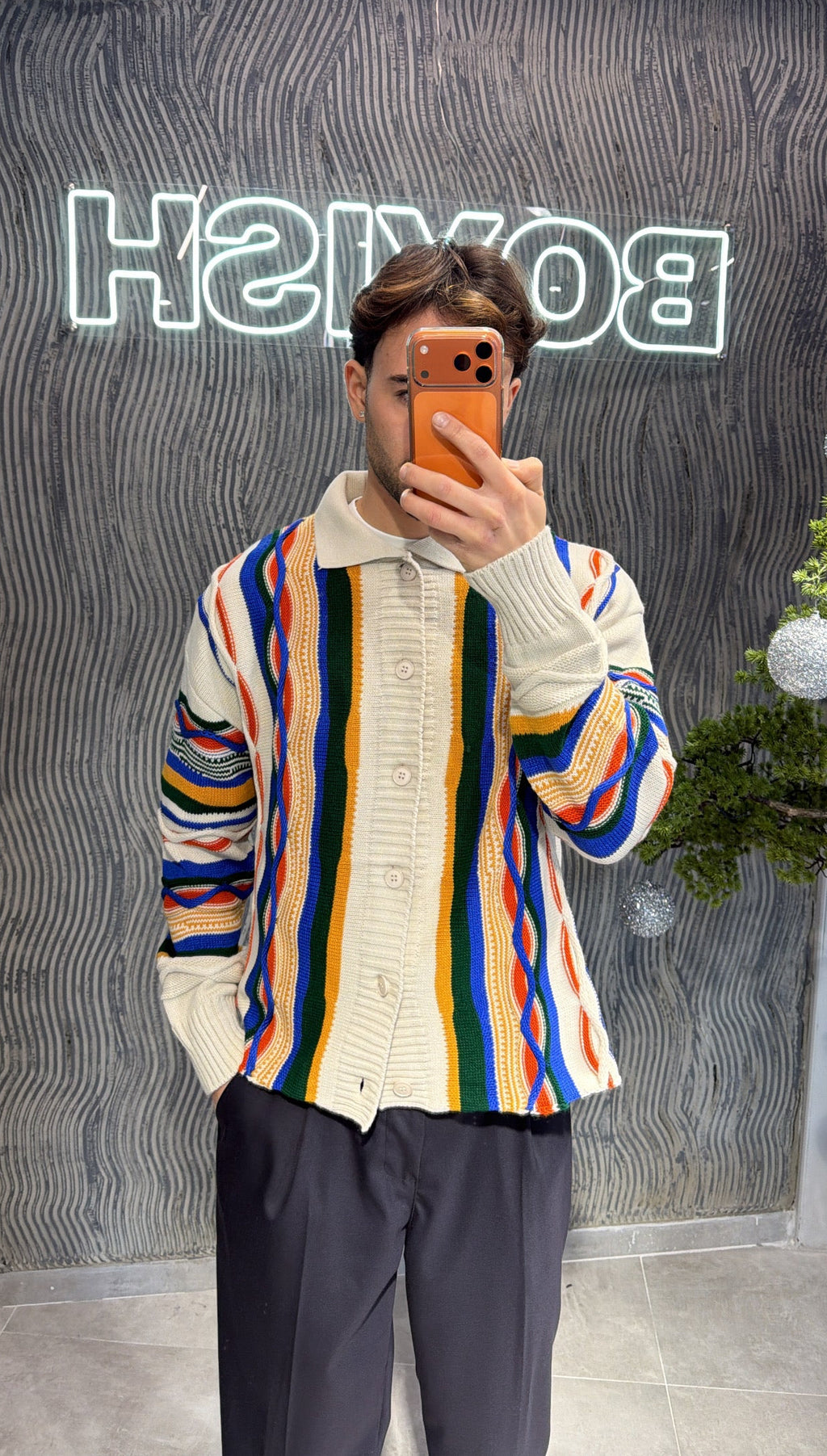 Cardigan bottoni fantasia beige