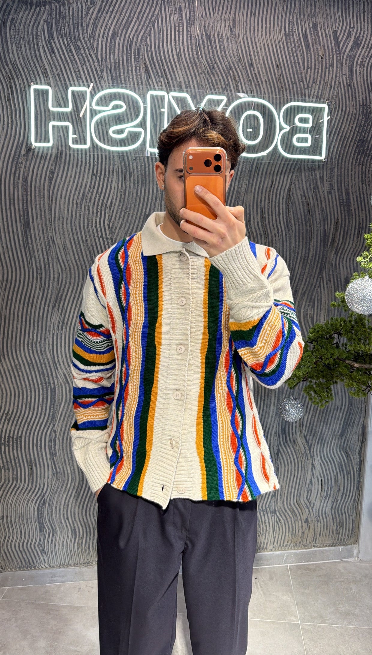 Cardigan bottoni fantasia beige