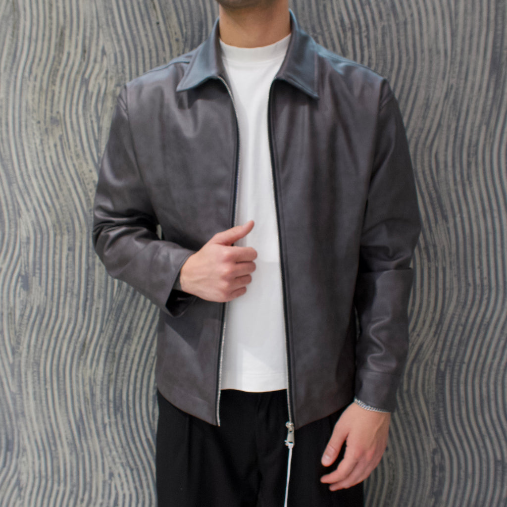 Giubb eco pelle grigio