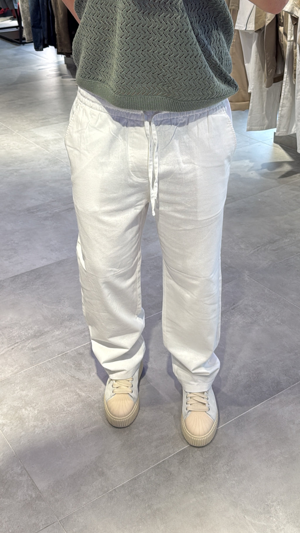 PANTA LACCIO BIANCO LINO&COTONE