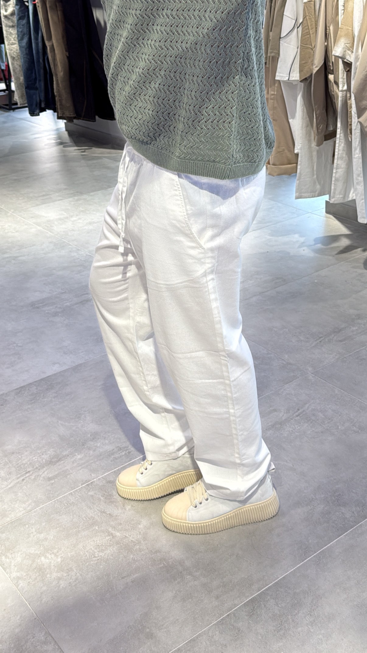 PANTA LACCIO BIANCO LINO&COTONE