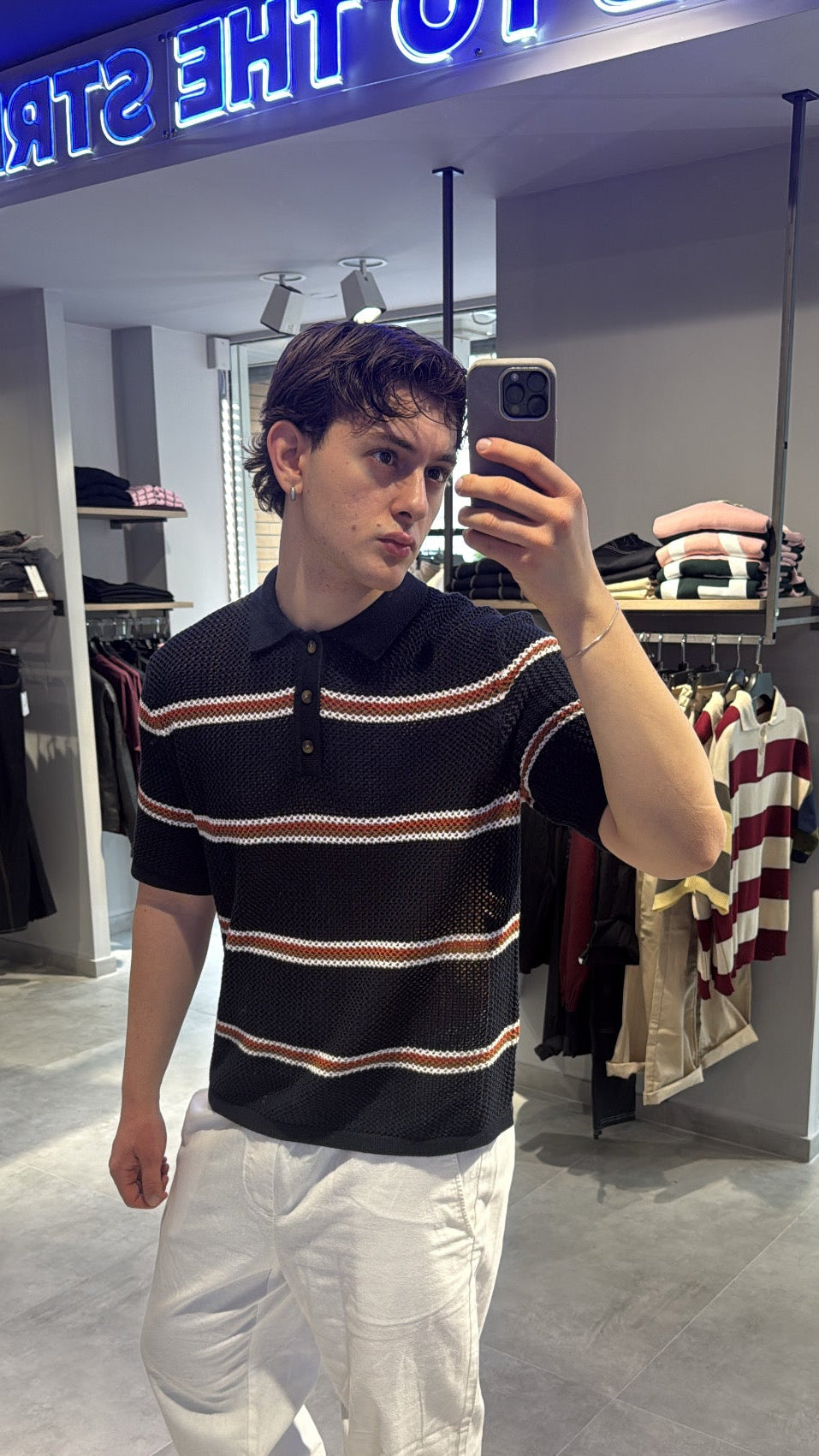 POLO A RIGHE BLU