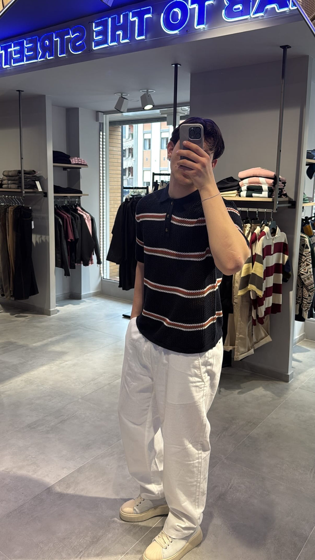 POLO A RIGHE BLU